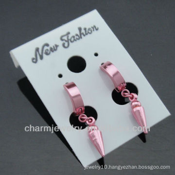 stainless steel ear piercing studs stainless steel Pink Plated earring studs HE-088-3